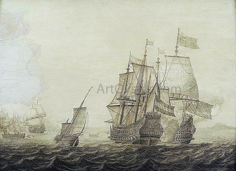 Heerman Witmont Action between Dutch and English Ships - Canvas Print