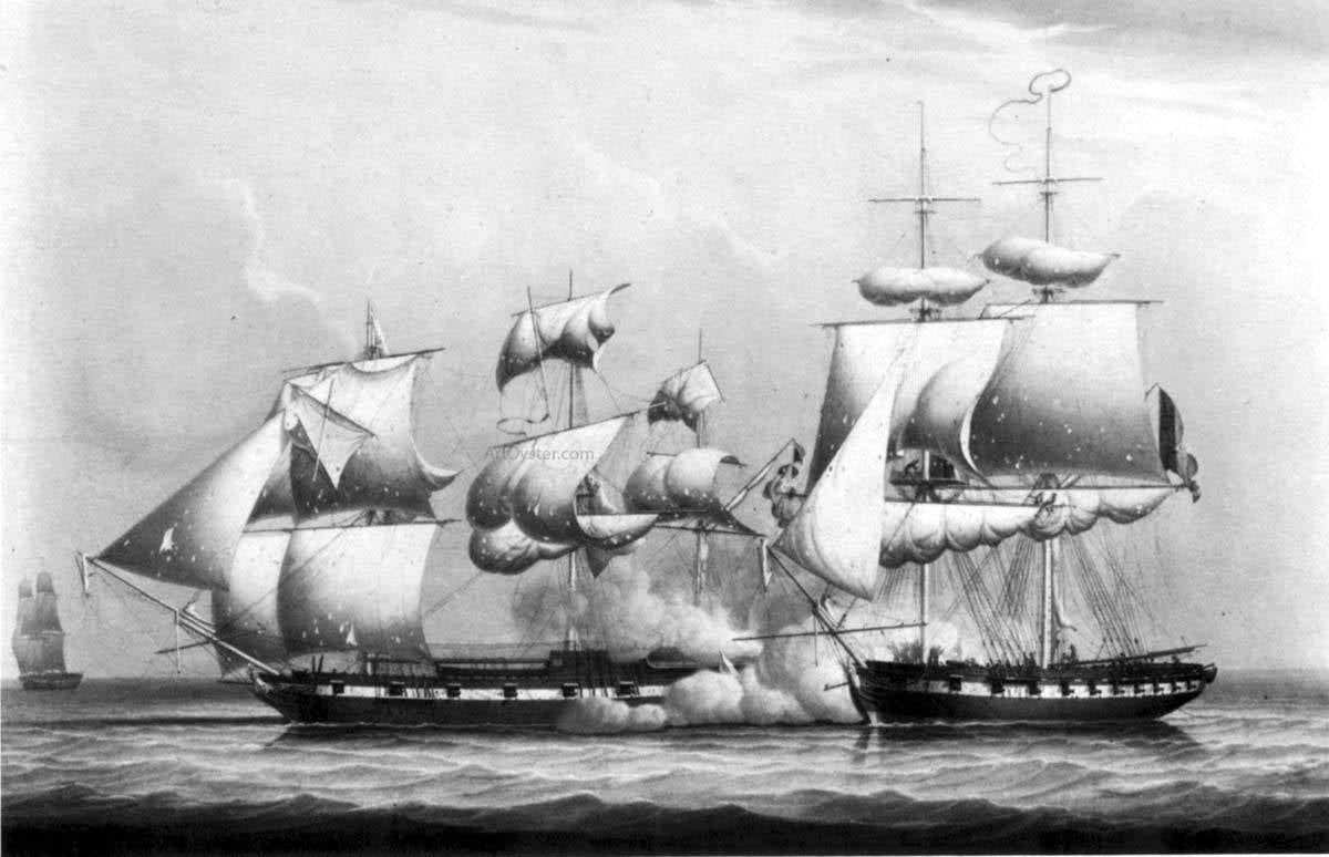 Robert Salmon Action Between the Will of Liverpool and a French Privateer, February 21, 1804 - Canvas Print