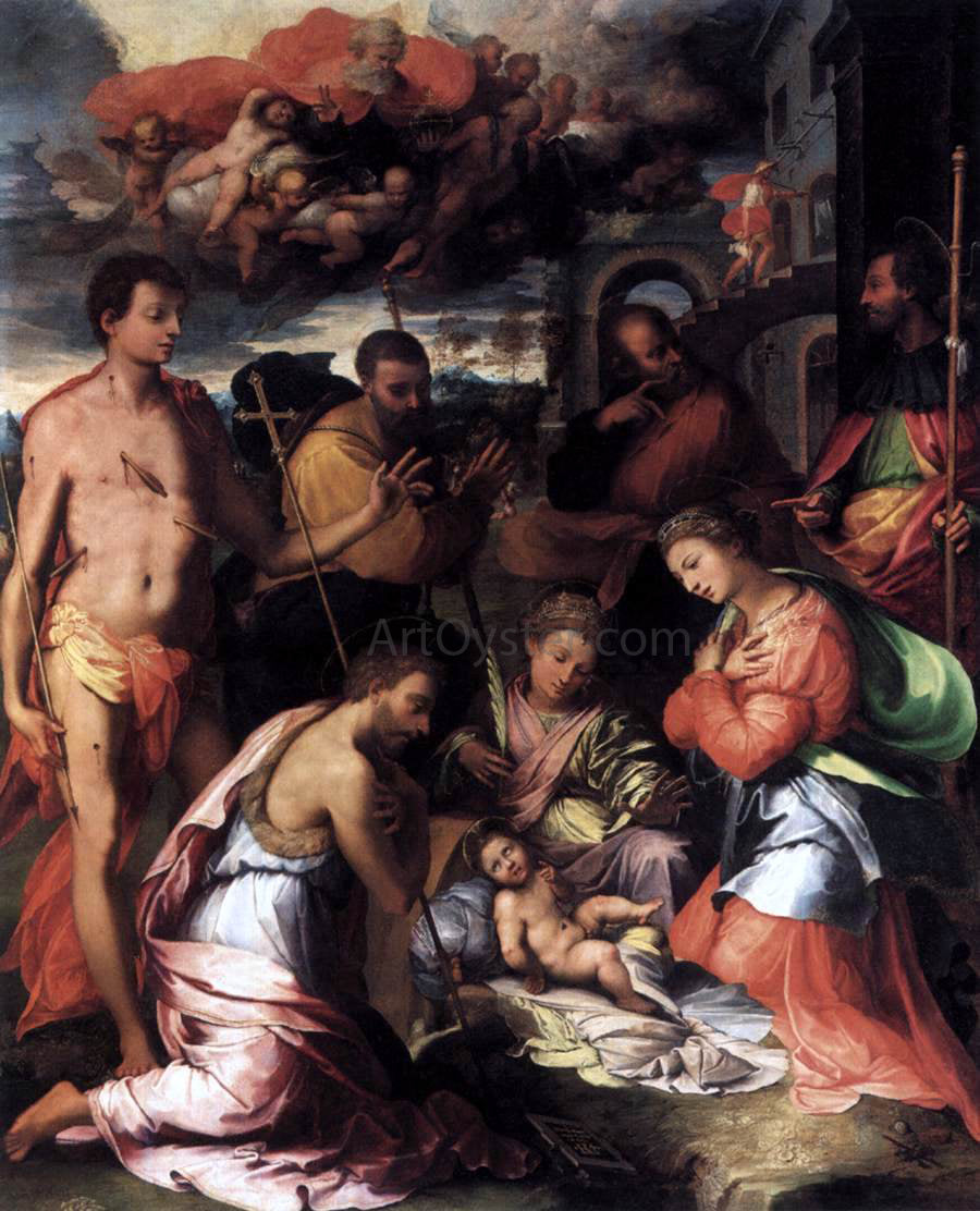 Perino Del vaga Adoration of the Child - Canvas Print