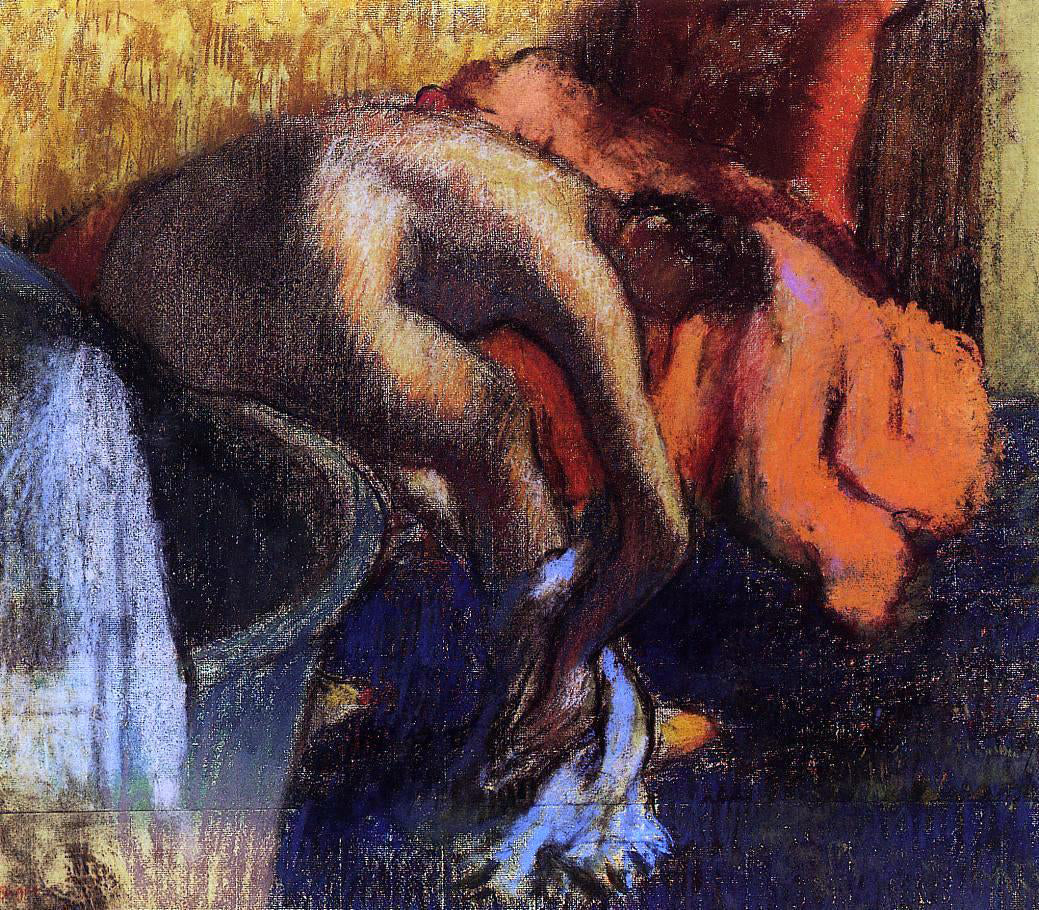 Edgar Degas After Bathing, Woman Drying Her Leg - Canvas Print