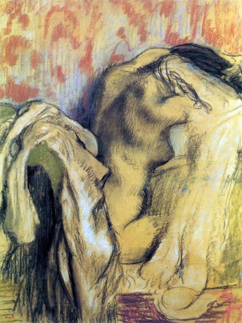 Edgar Degas After Bathing, Woman Drying Herself - Canvas Print