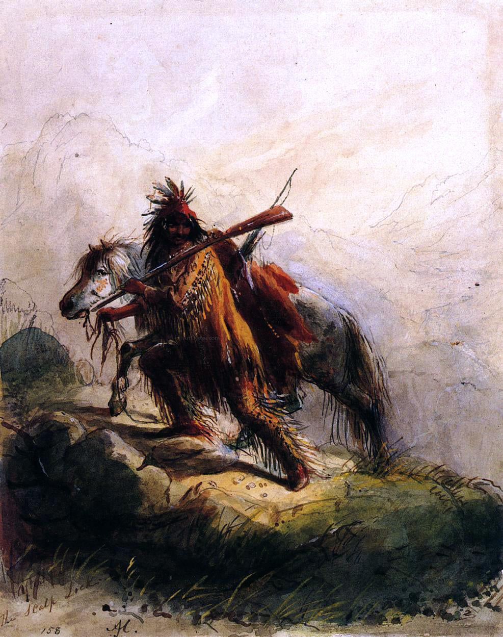 Alfred Jacob Miller After the Battle - The Scalp Lock - Canvas Print