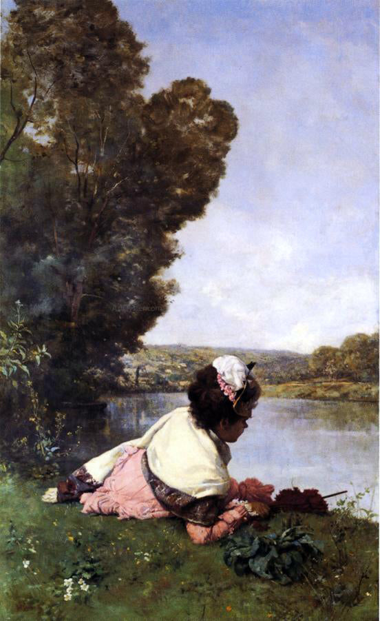 Ferdinand Heilbuth Afternoon by the Seine - Canvas Print