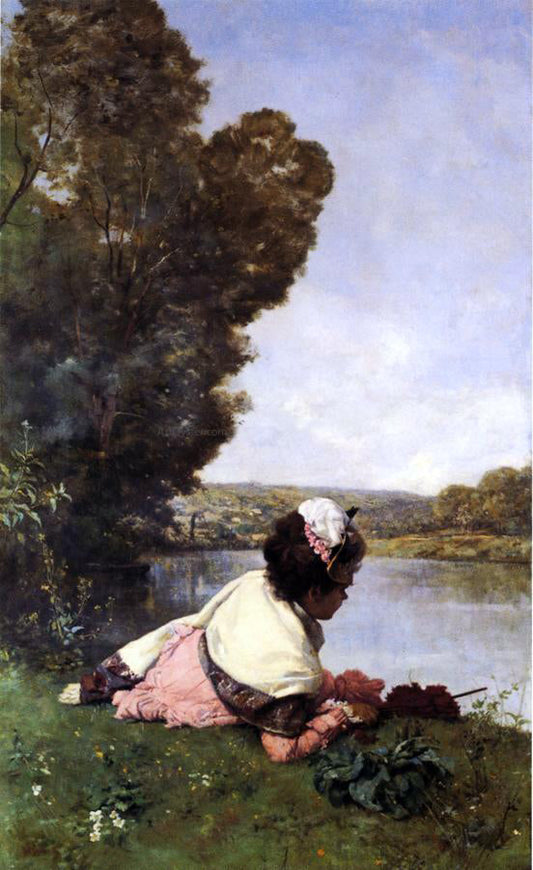 Ferdinand Heilbuth Afternoon by the Seine - Canvas Print