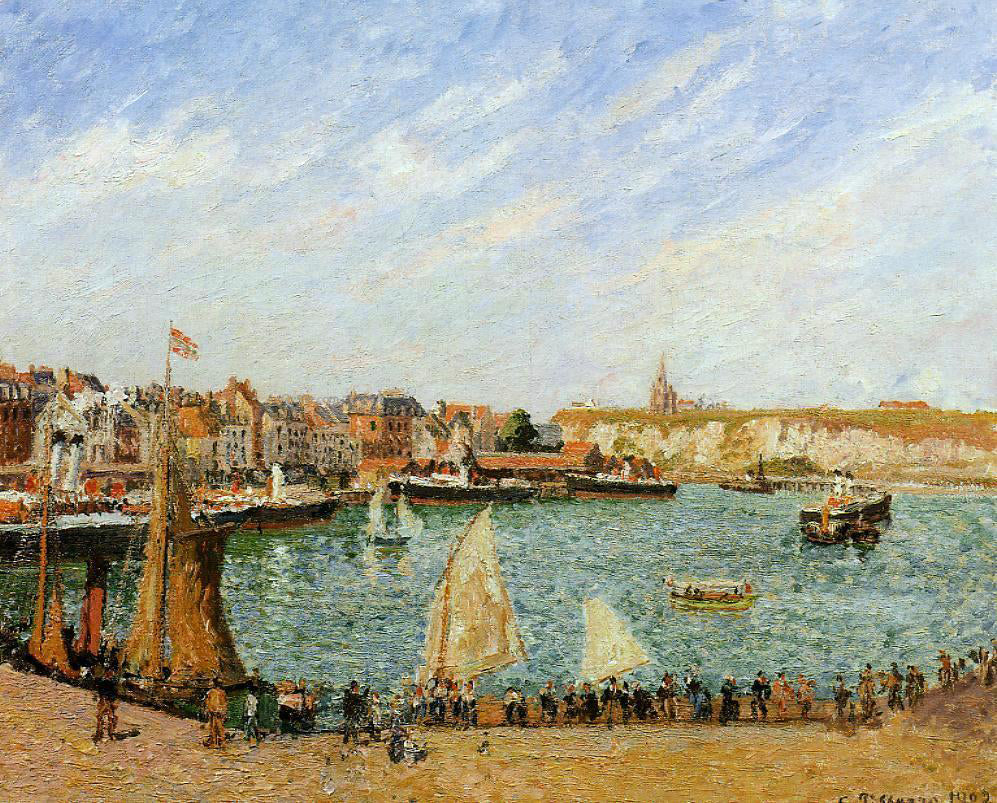 Camille Pissarro Afternoon, Sun, the Inner Harbor, Dieppe - Canvas Print