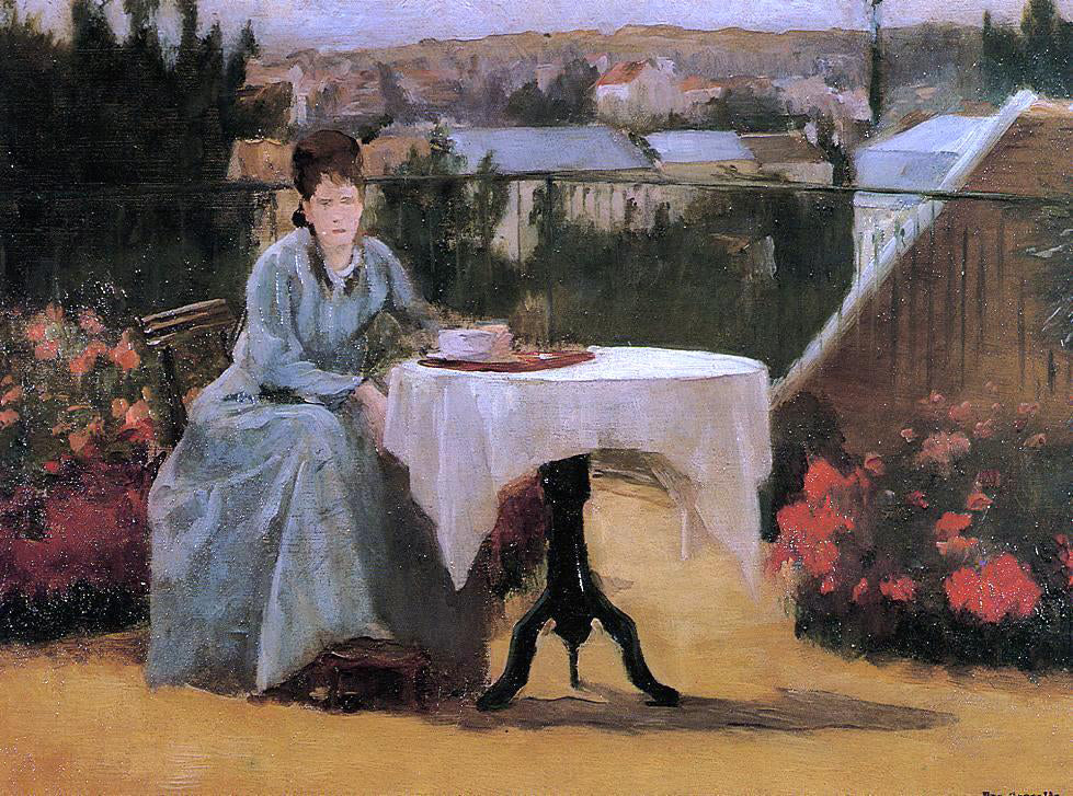 Eva Gonzales Afternoon Tea (also known as On the Terrace) - Canvas Print