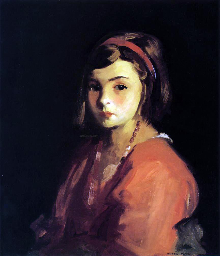 Robert Henri Agnes in Red (Agnes Schleicher) - Canvas Print