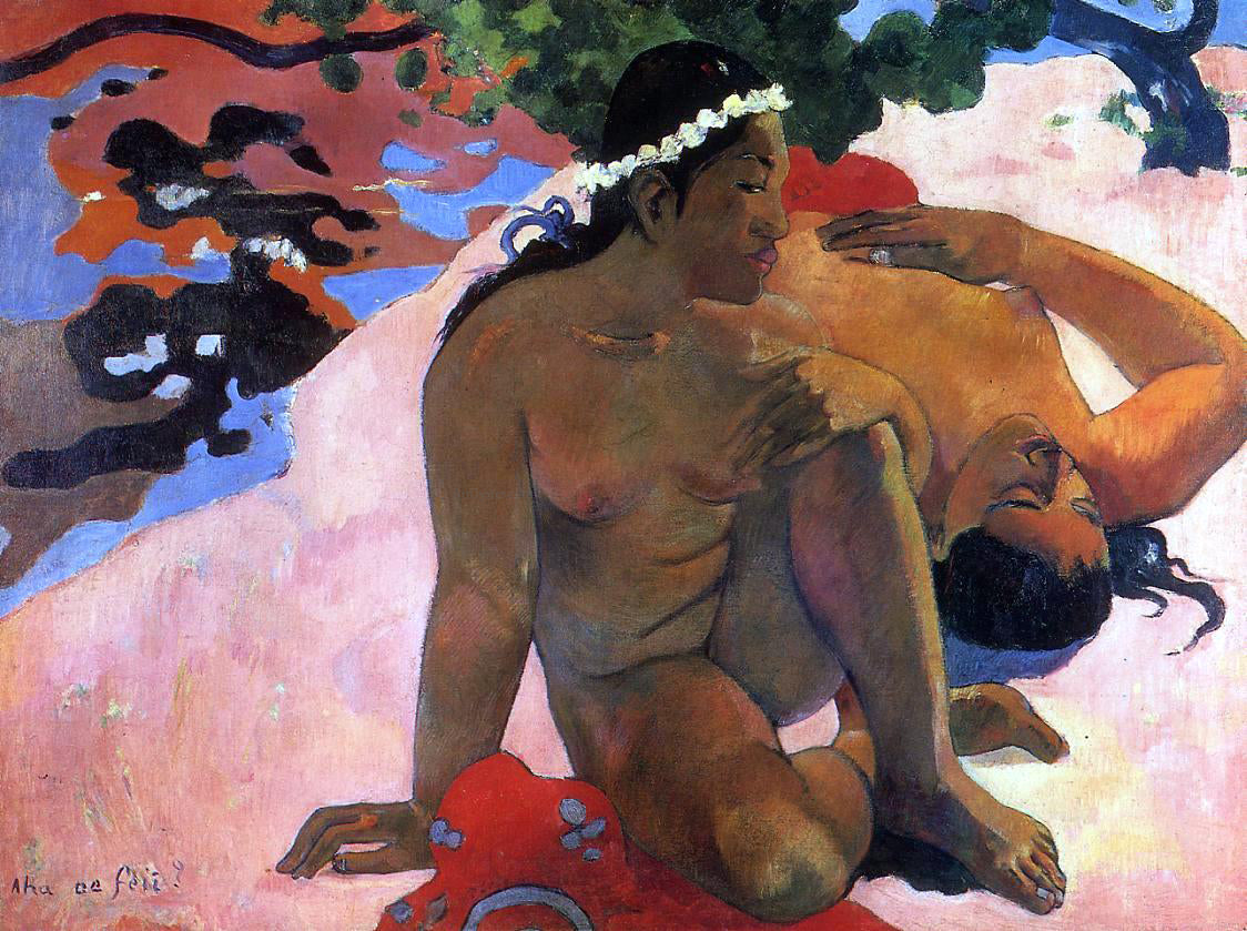 Paul Gauguin Aha oe Feii? (also known as What! Are You Jealous?) - Canvas Print