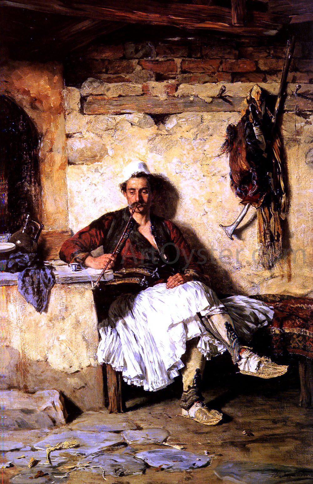 Paul Jovanowich Albanian Sentinel resting (Arnaueti) - Canvas Print
