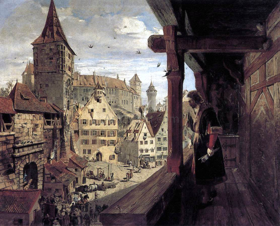 William Bell Scott Albrecht Durer on the Balcony of his House - Canvas Print