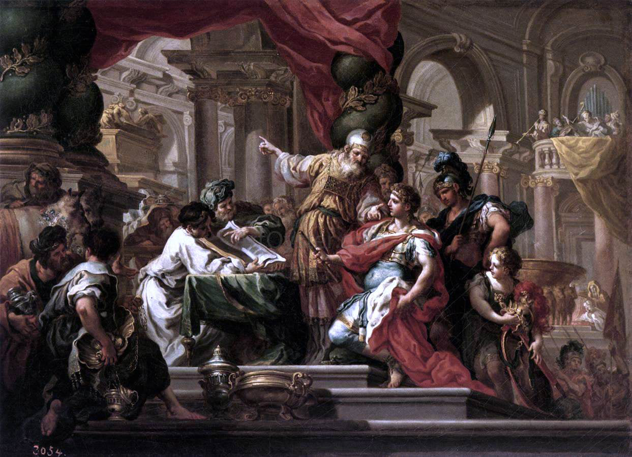 Sebastiano Conca Alexander the Great in the Temple of Jerusalem - Canvas Print