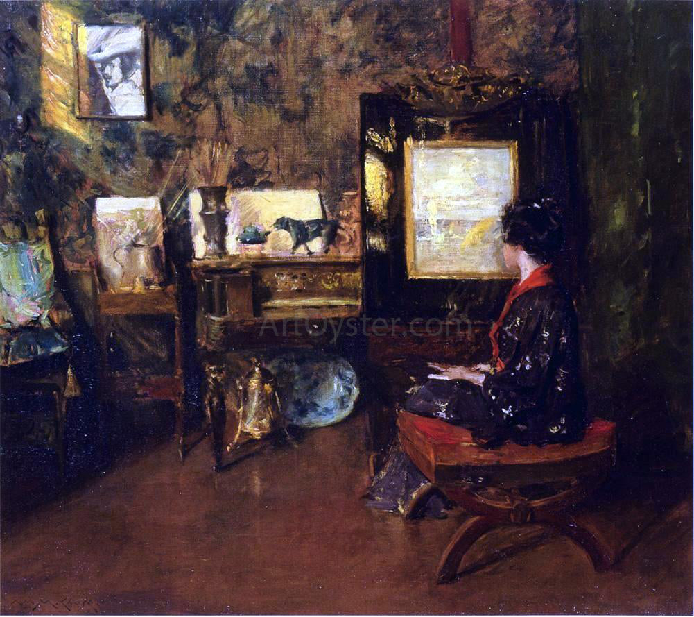 William Merritt Chase Alice in the Shinnecock Studio - Canvas Print
