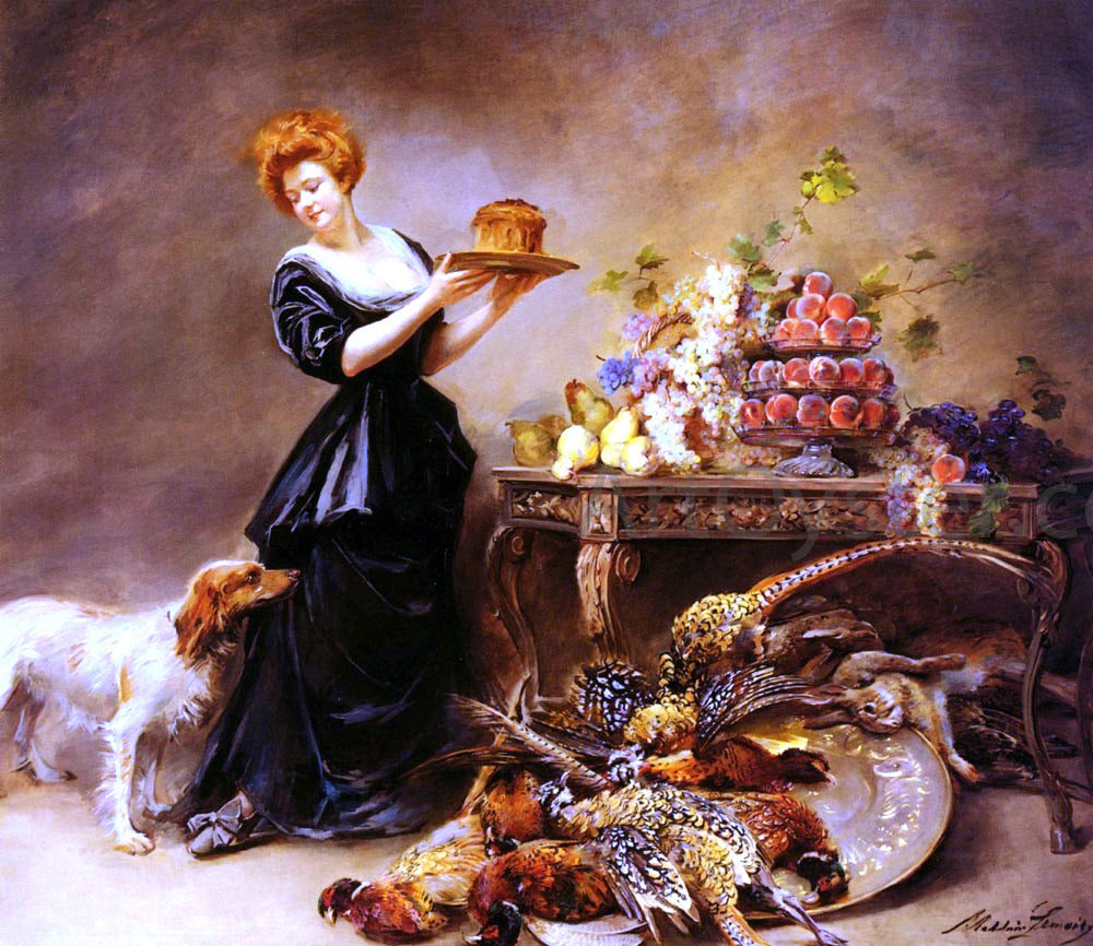 Madeleine Jeanne Lemaire Allegorie De L'Automne: La Duchesse De Gramont Presente Un Etalage De Fruits Et De Giber - Canvas Print