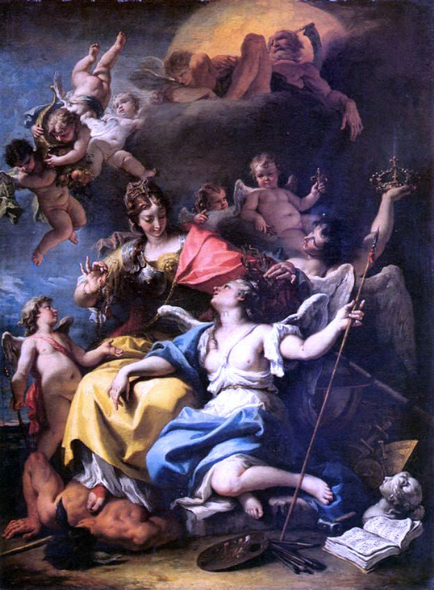 Sebastiano Ricci Allegory of France as Minerva is Triumphing over Ignorance and Crowning the Virtue - Canvas Print