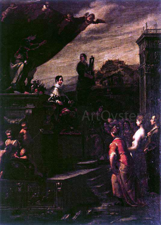 Giovanni Andrea Ansaldo Allegory of the Crowning of Ferdinando II de' Medici - Canvas Print