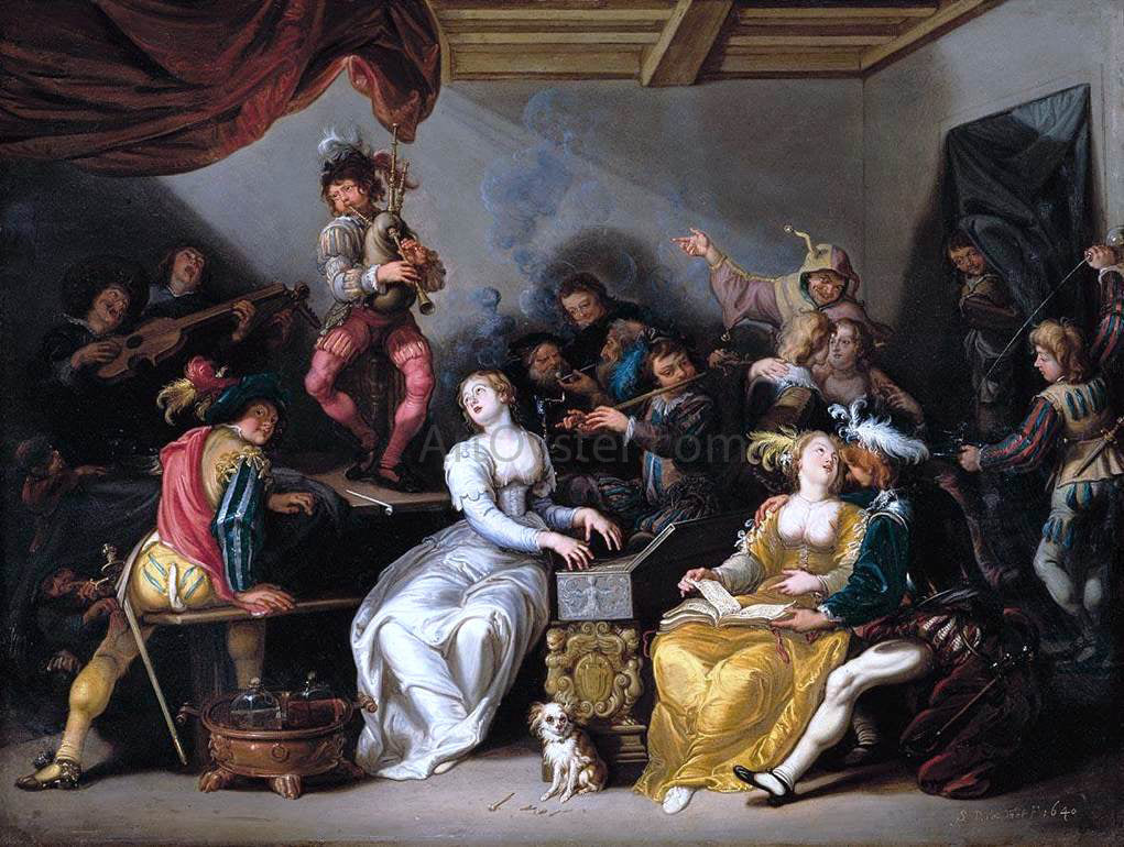 Simon De Vos Allegory of the Five Senses - Canvas Print