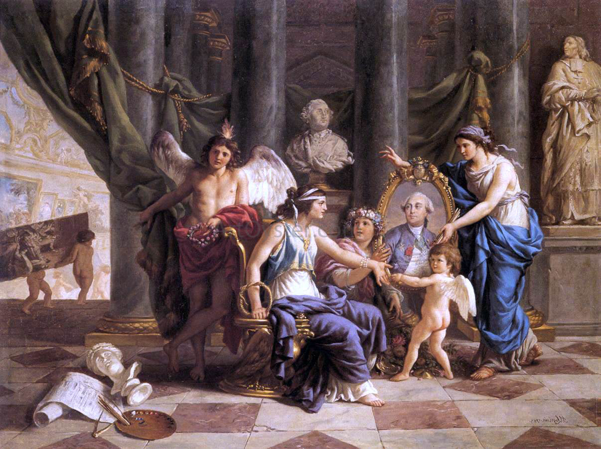 Jean-Jacques Lagrenee Allegory on the Installation of the Museum in the Grande Galerie of the Louvre - Canvas Print