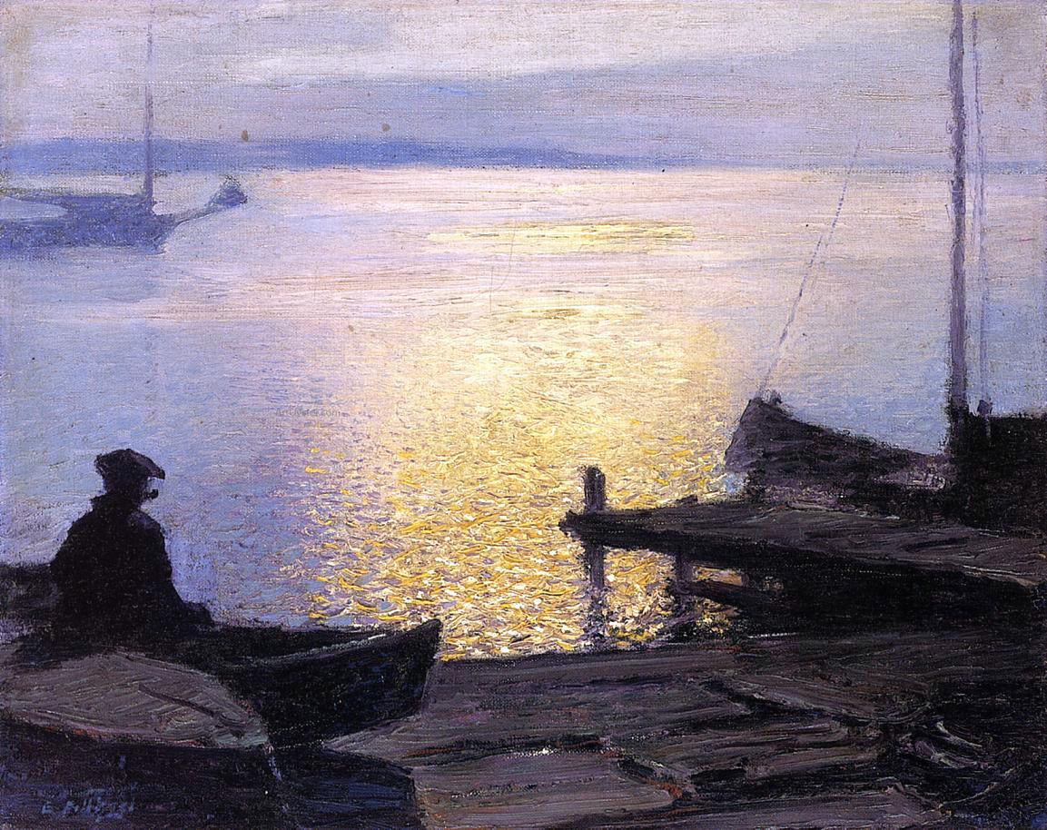 Edward Potthast Along the Mystic River - Canvas Print