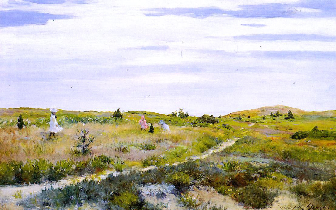 William Merritt Chase Along the Path at Shinnecock - Canvas Print