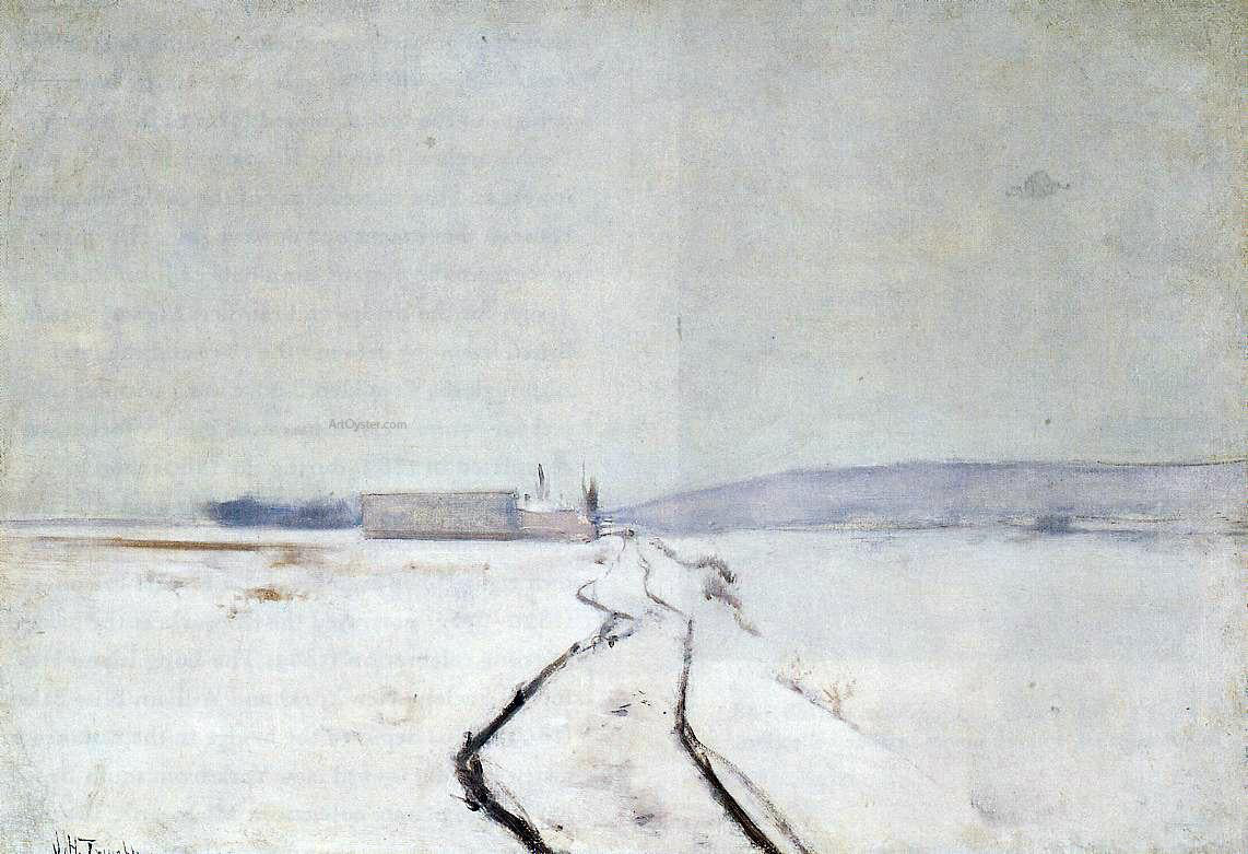 John Twachtman Along the River, Winter - Canvas Print