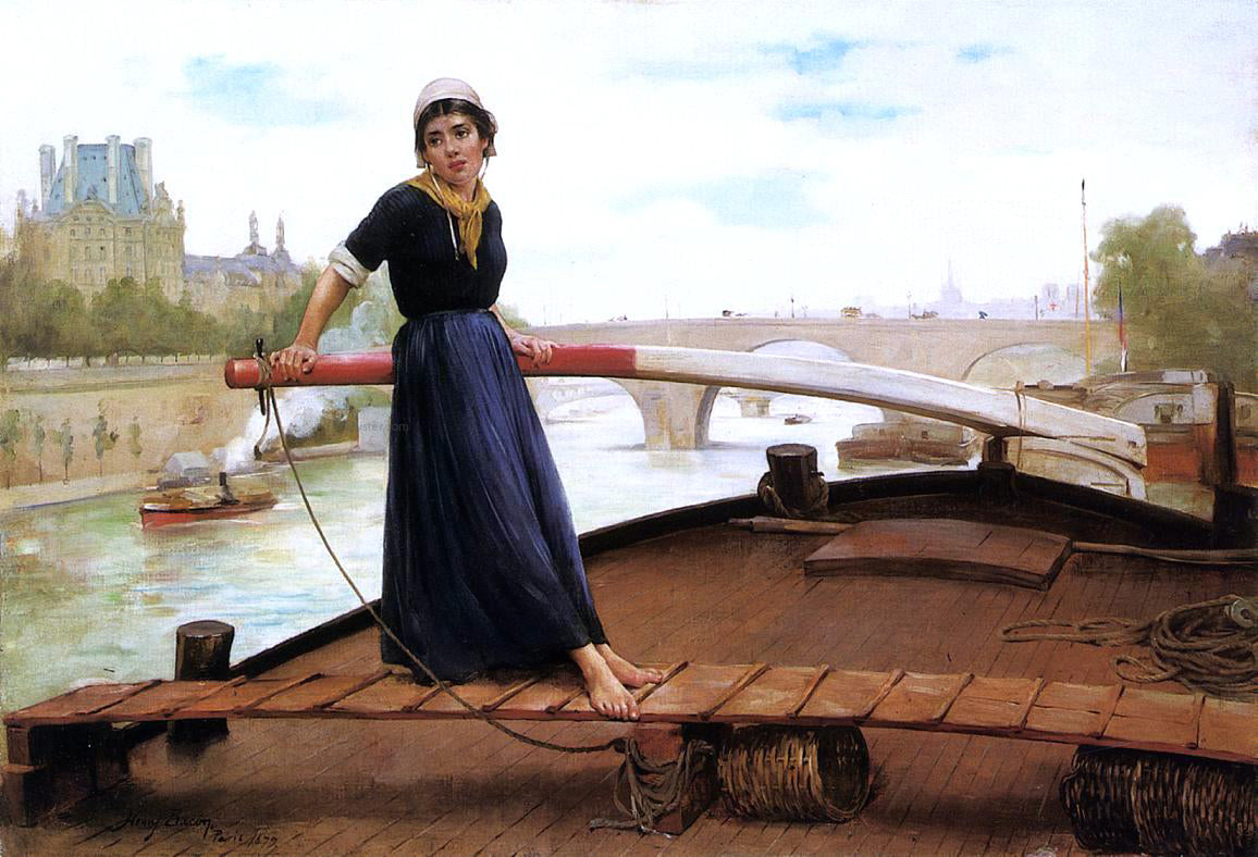 Henry Bacon Along the Seine - Canvas Print