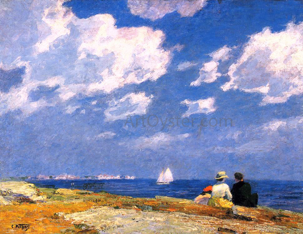 Edward Potthast Along the Shore - Canvas Print