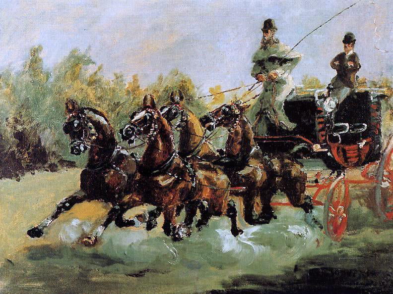Henri De Toulouse-Lautrec Alphonse de Toulouse-Lautrec Driving His Four-in-Hand - Canvas Print