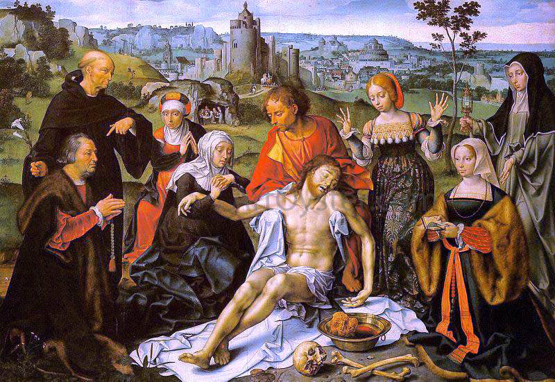Joos Van Cleve Altarpiece of the Lamentation (central) - Canvas Print