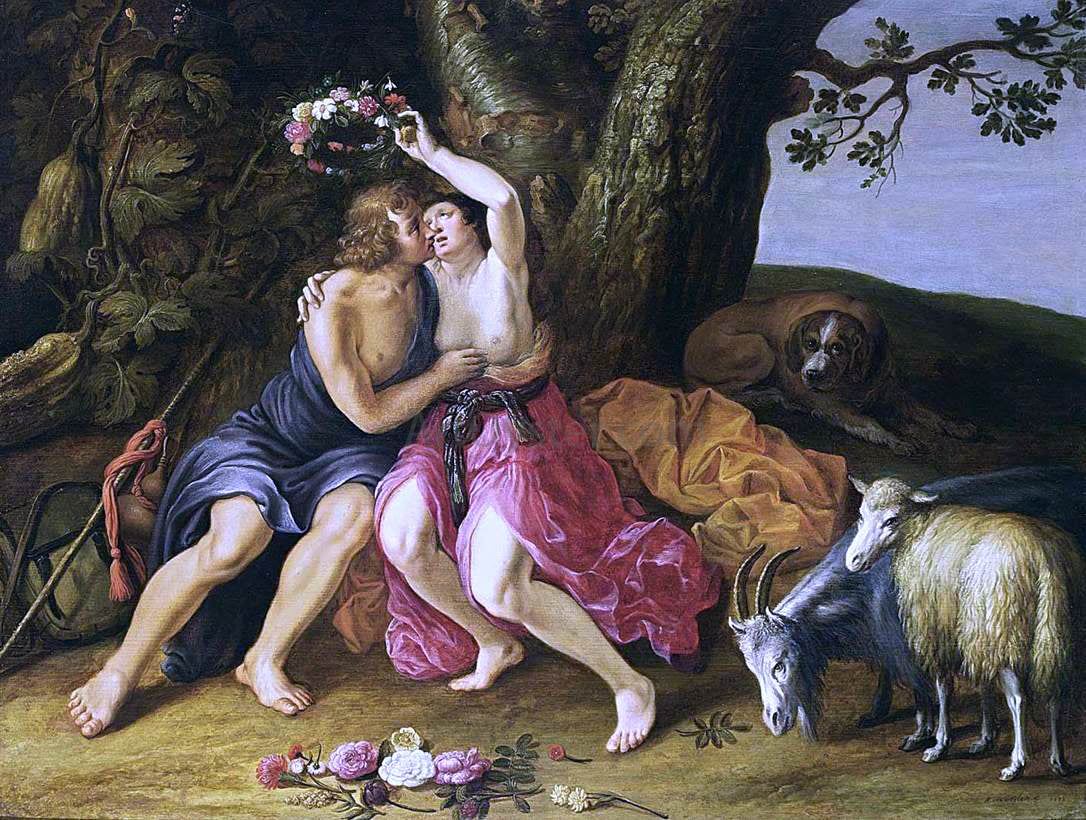 The Younger Adriaen Van Nieulandt Amarillis Crowning Mirtillo - Canvas Print