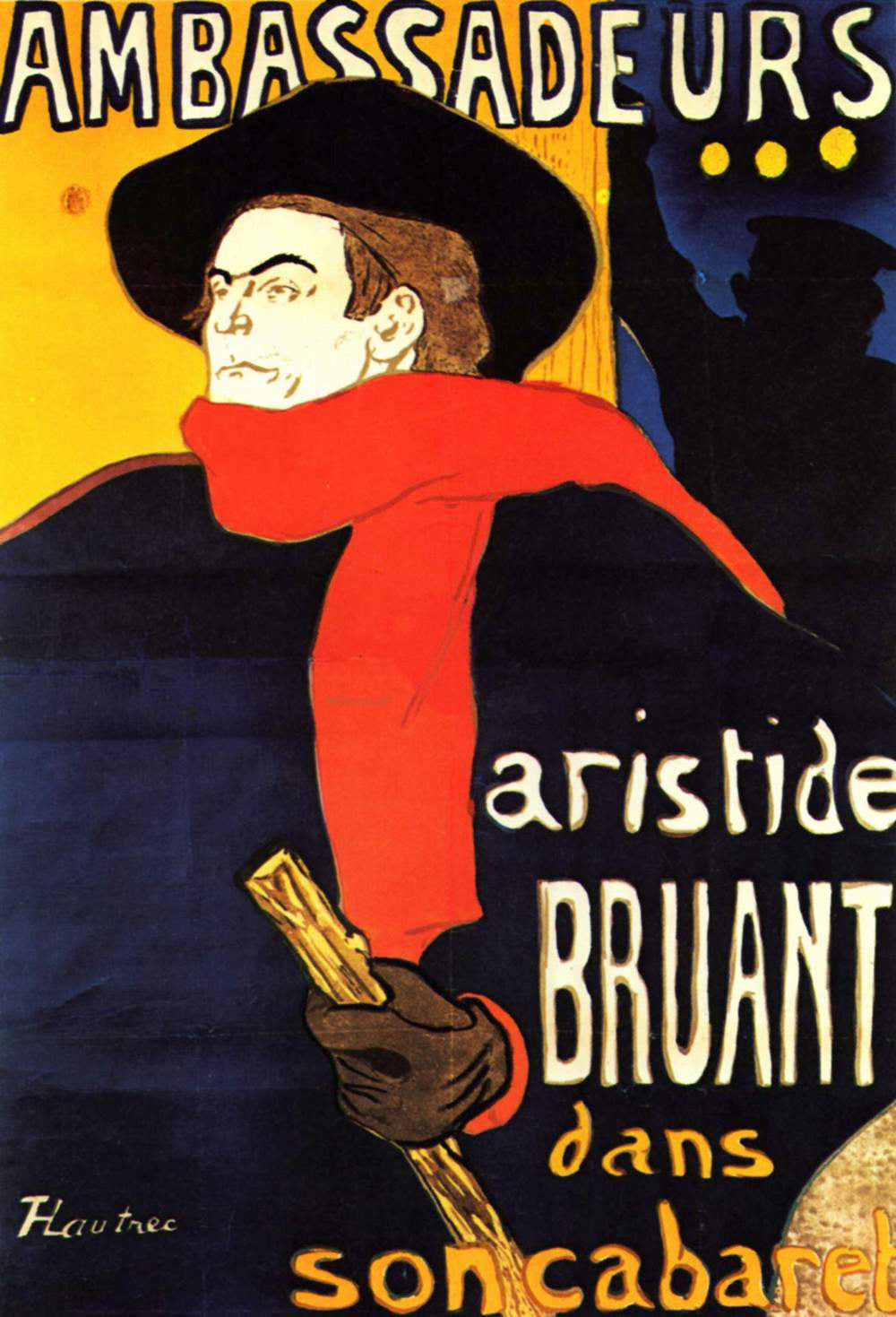 Henri De Toulouse-Lautrec Ambassadeurs Aristide Bruant in his Cabaret - Canvas Print