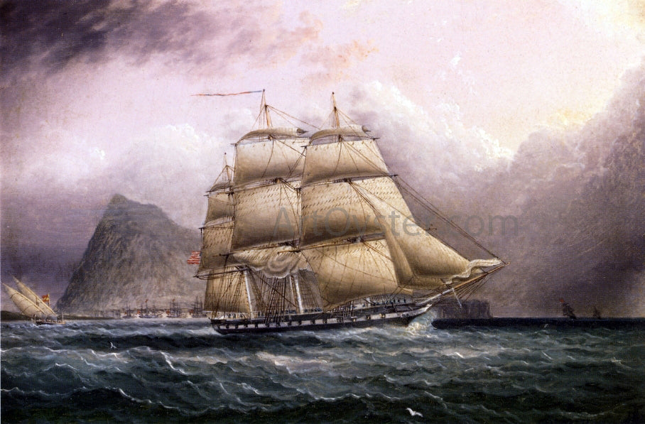 James E Buttersworth American Frigate off Gilbraltar - Canvas Print