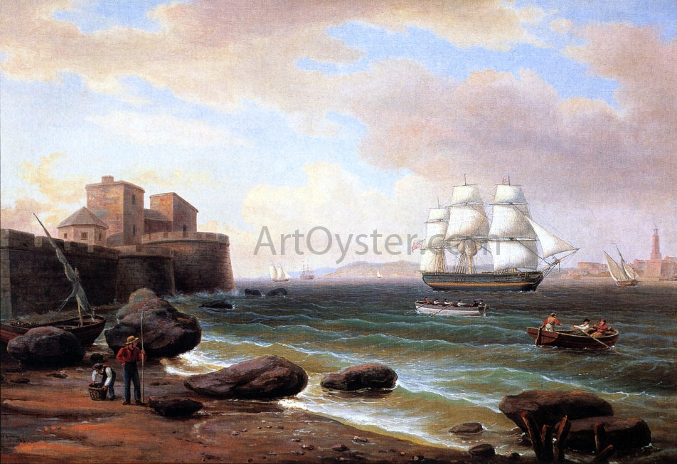 Thomas Birch American Merchant Ship Entering Marseilles - Canvas Print