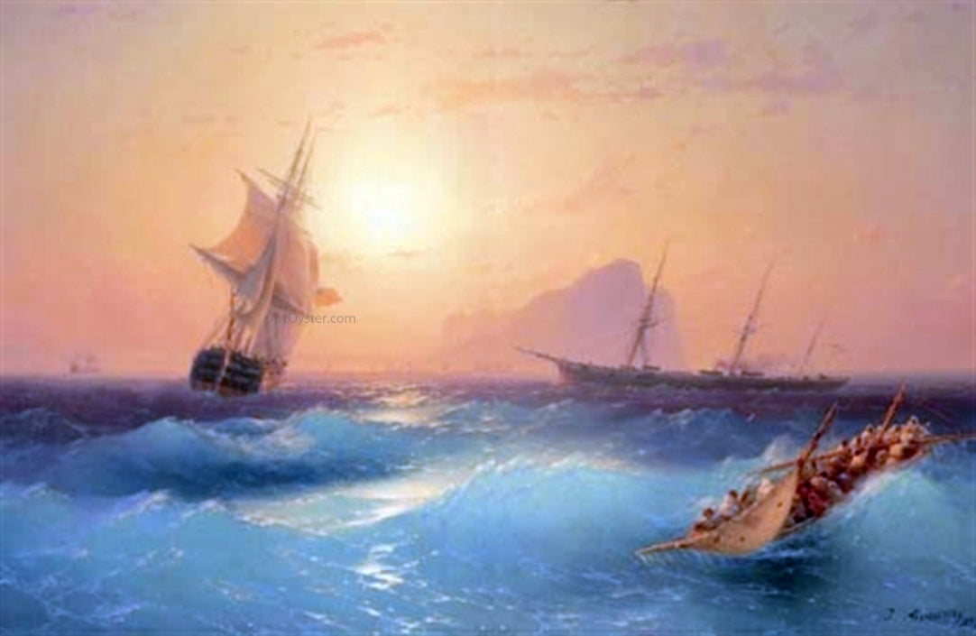 Ivan Constantinovich Aivazovsky American shipping off the Rock of Gibraltar - Canvas Print