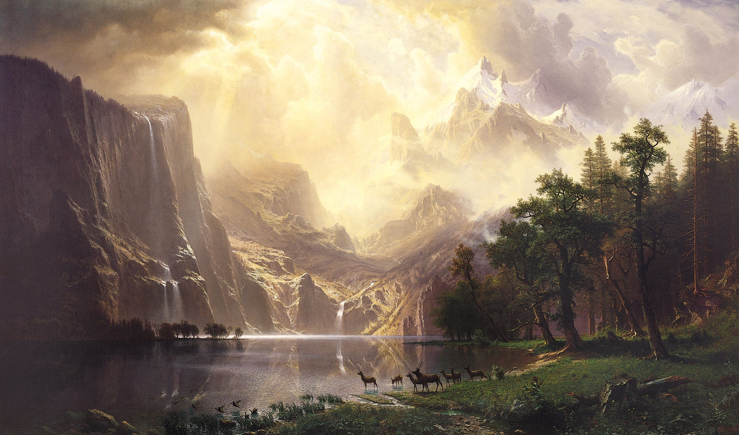 Albert Bierstadt Among the Sierra Nevada Mountans - Canvas Print