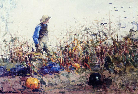 Winslow Homer Among the Vegetables (also known as Boy in a Cornfield) - Canvas Print