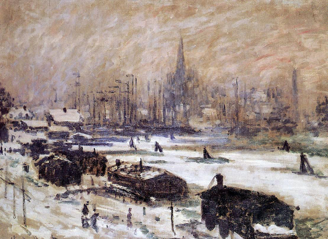 Claude Oscar Monet Amsterdam in the Snow - Canvas Print
