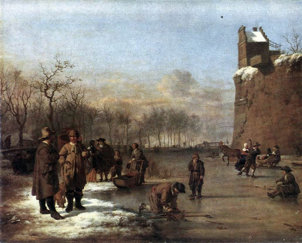 Adriaen Van de Velde Amusement on the Ice - Canvas Print