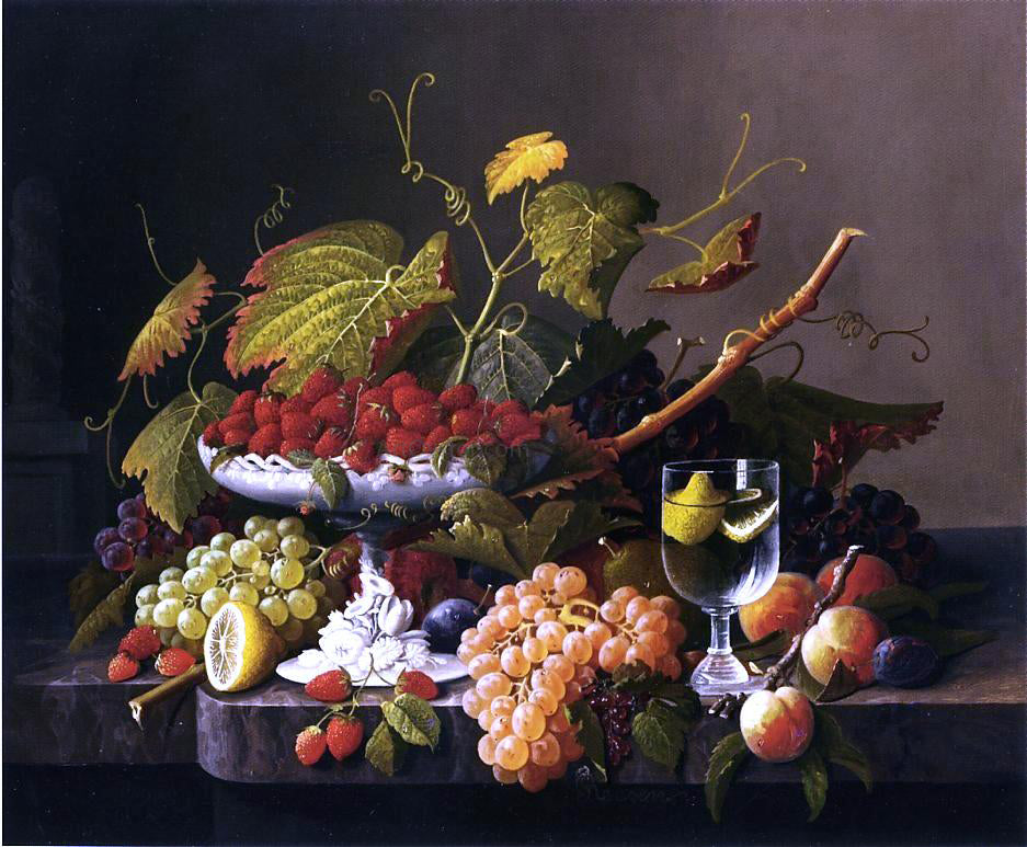 Severin Roesen An Abundance of Fruit - Canvas Print