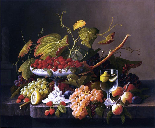 Severin Roesen An Abundance of Fruit - Canvas Print