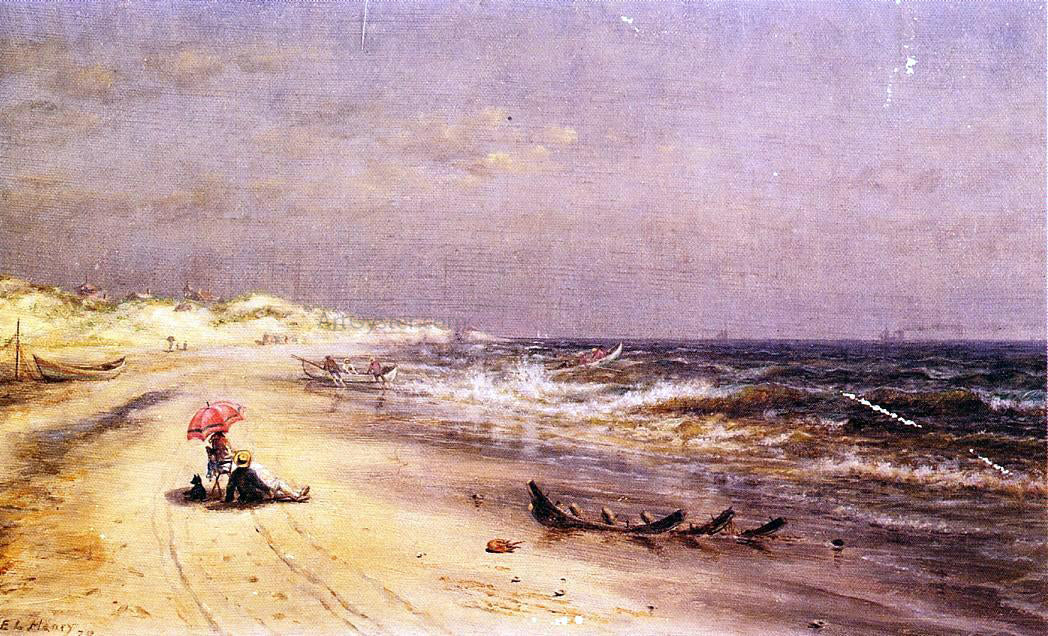 Edward Lamson Henry An Afternoon at the Beach - Canvas Print