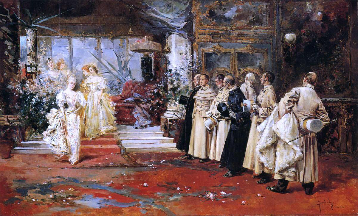 Salvator Sanchez Barbudo An Afternoon Reception - Canvas Print