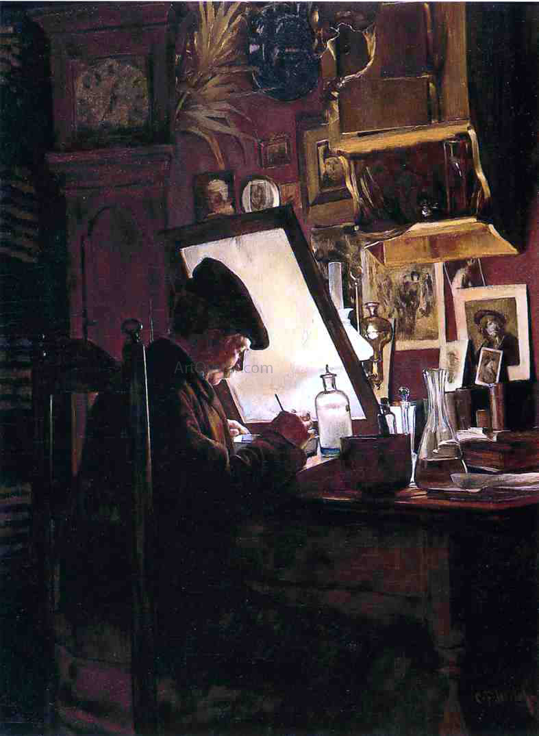 Charles Frederic Ulrich An Amateur Etcher (also known as An Etcher in His Studio) - Canvas Print