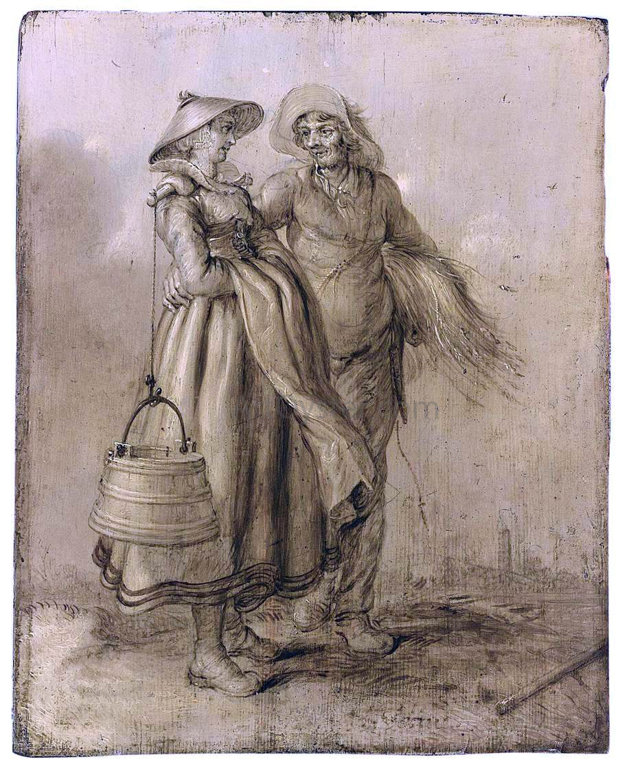 Adriaen Pietersz Van de Venne An Amorous Peasant Couple Conversing - Canvas Print