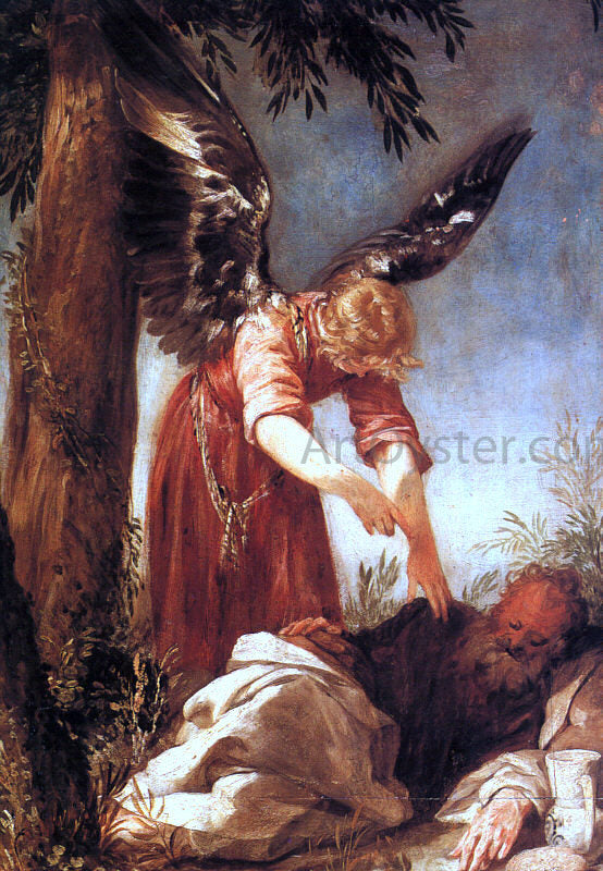 Juan Antonio Frias Y Escalante An Angel Awakens the Prophet Elijah - Canvas Print
