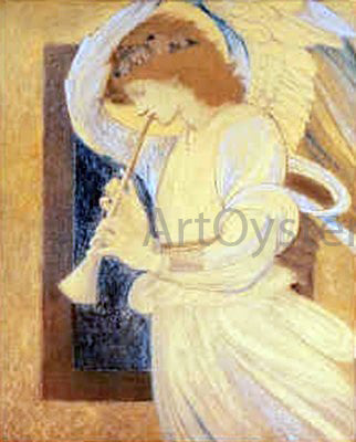 Sir Edward Burne-Jones An Angel Playing a Flageolet - Canvas Print