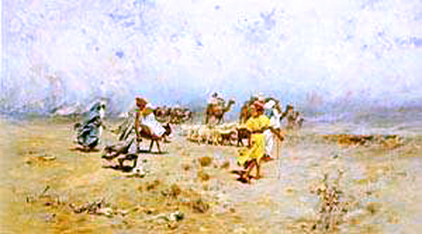 Jose Navarro Llorens An Arab Caravan On the Move - Canvas Print