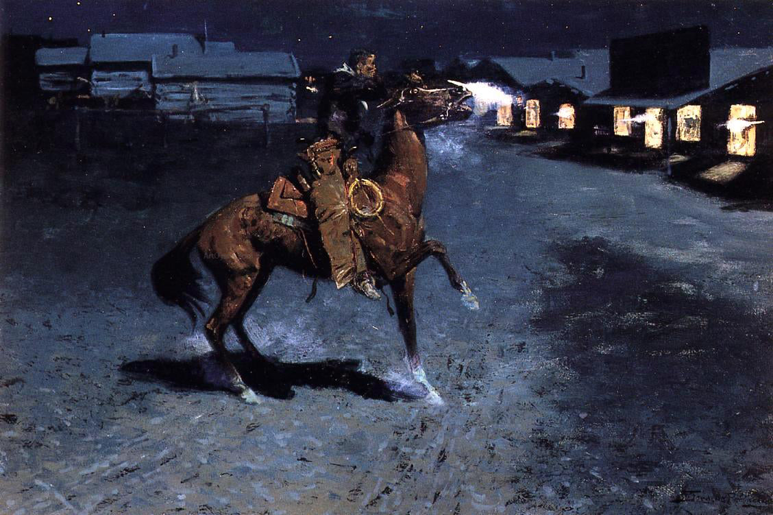 Frederic Remington An Arguement with the Town Marshall - Canvas Print