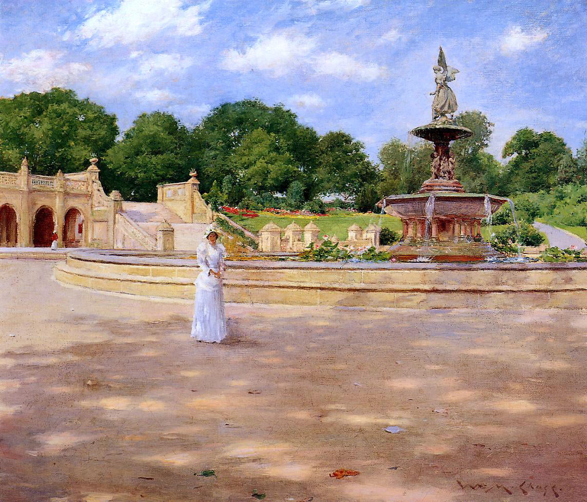William Merritt Chase An Early Stroll in the Park - Canvas Print