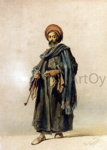 Count Amadeo Preziosi Egyptian Man with a Pipe - Canvas Print