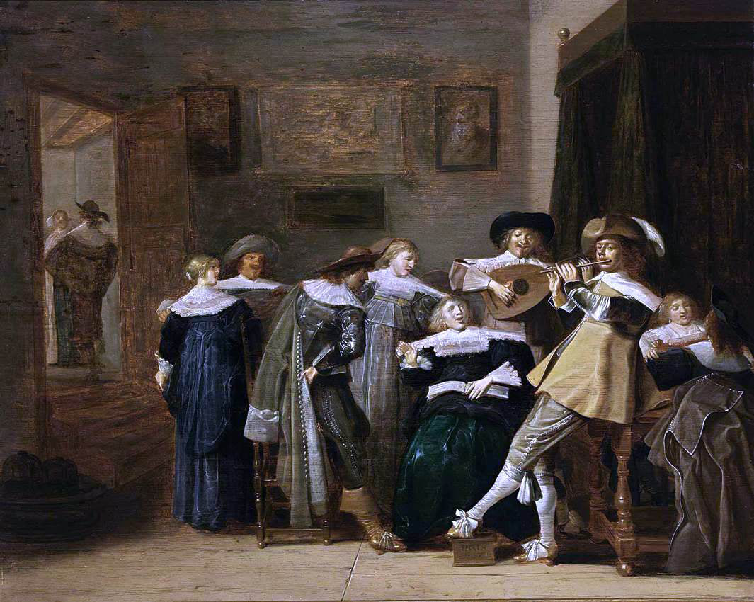Dirck Hals An Elegant Company Playing Music - Canvas Print